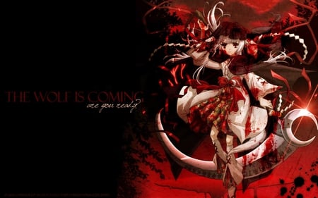 The Wolf Is Comming - wolf, scary, dead, death, girl, anime, blood, hellcyte