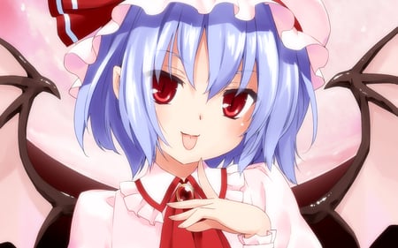 Remilia Scarlet - hat, touhou, blue hair, girl, cute, remilia scarlet