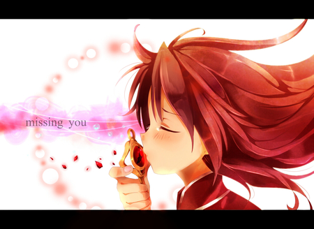 Missing you - kawai, cool, cute, anime, girl, red hair, sakura kyouko, mahou shoujo madoka magica, tears