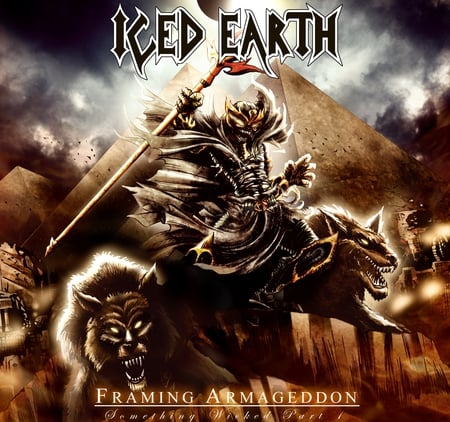 Iced Earth - heavy, metal, iced, music, framing, band, wicked, armageddon, logo, wolf, beast, earth