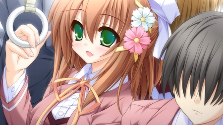 Anime - canvas 4, cute, green eyes, flowers, anime