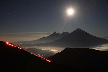 dark mountain moonlight - moon, black, red, evening, mountains, light, dark, moonlight