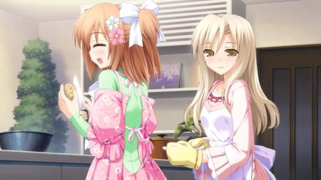 Lets cook - game, smile, cute, blush, two girls