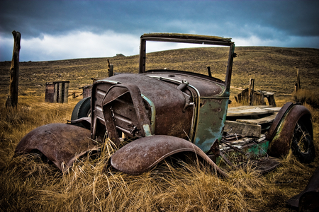 Once upon a time.. - storm, abstract, old, rusty, field, ford, sky