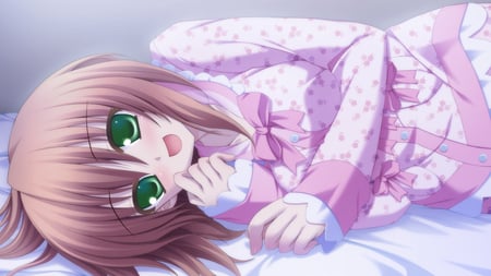 cute anime - green eyes, smile, game, cg