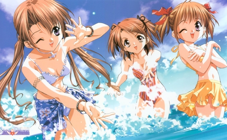 Sister Princess - girls, cute, play, sea