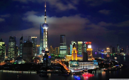 shanghai skyline - architecture, cities, outdoors, skyscrapers