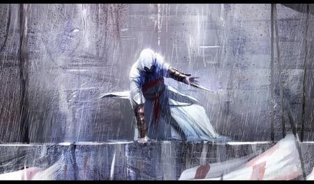 Assassin's Creed - style, assassin, assassins creed, rain, video game, ubisoft, art, adventure, concept art, action