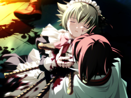 Chaos Region - blood, skyfish, anime, dress, girl, scene, cool, maid, nekonuma nene, horror, gouen no soleil, chaos region