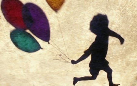 Child Play - child, beautiful, balloon, photography, play, abstract, shadow