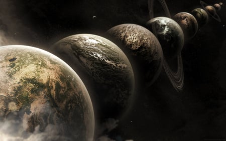 parallel universe - moon, earth, stars, dark, space, planets, black, parallel, universe, quality, alien