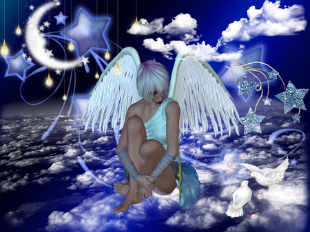 dream angel - sky, dream, angel, clouds