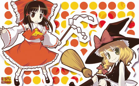 Reimu and Marisa Stickers - stickers, touhou, reimu, marisa, polka dots, sticker