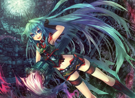 Green Hair Beauty Pixiv - beauty, movie, wall, anime, brs, miku, new