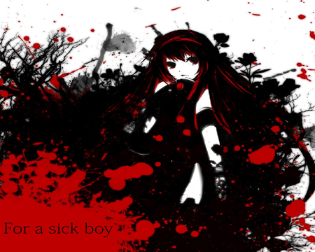 Blood Luka - bloody, anime, classic, girl, beauty, volcoaloid, wall, luka