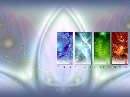 Four Elements !!! - lightblue, 3d-art, element, colour, abstract, red, blue, green, four