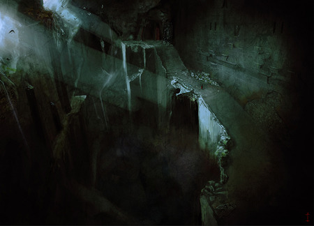 Thunder River Artwork - cave, game, thunder river, conan, artwork, dark age, dual screen, river, concept, xxl, dual monitor, age of conan, art, rpg