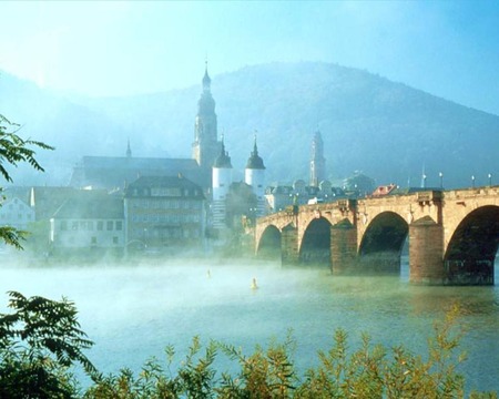 Bridge !!! - bridges, lightblue, fog, lake, architecture