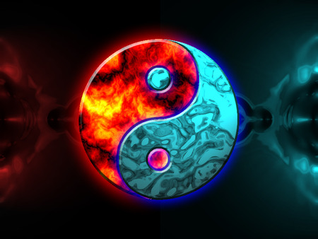 Elemental Yin Yang - liquids, ice, yin yang, fire, elemental