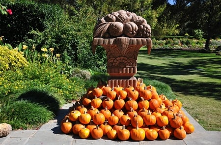 STATUE - orange, pumpkins, fall, harvest