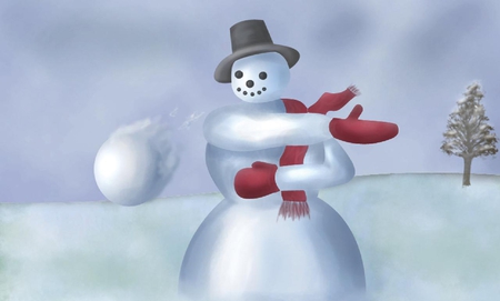 The Snowman - snowman, winter, snowball, hat