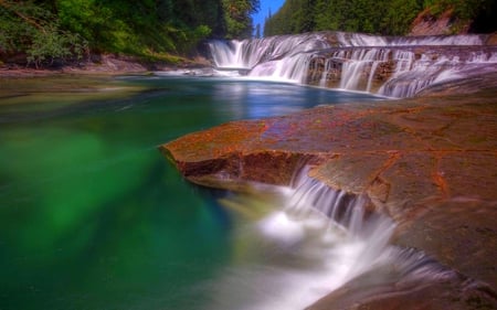 CASCADING FALLS - rock, waterfalls, forest, cascades