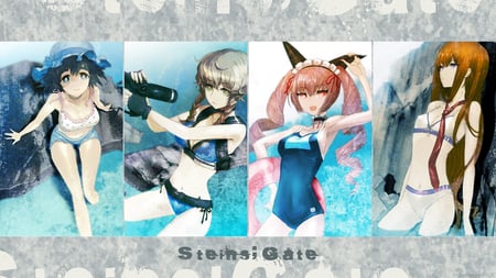 Steins Gate - beauty, hot, swimsuit, beauties, steins gate, brown hair, pretty, cute, short hair, anime girls, sexy, long hair, pink hair, stunning, blue hair, bikini, beautiful