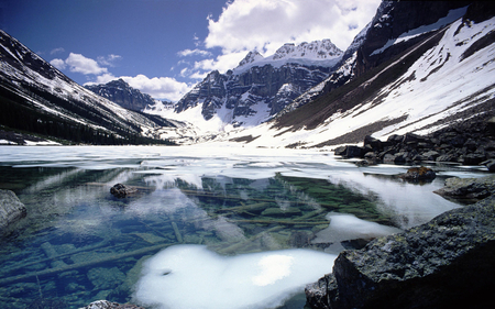 canadian mountain - beauty, nature, sky, mountain, reflection, clouds, photography, water