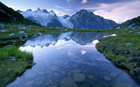 rocky waters - mountain, photography, water, wet, rocks, nature, reflection, cold, blue, green, canada