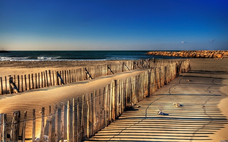 a walk to the beach - nature, sky, beach, fence, photography, summer, sand