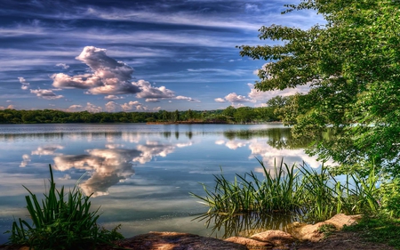 Lake Beauty-5 - beauty, sky, lake, trees, reflection, rocks