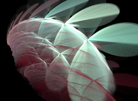 flying petals - abstract, burgundy, green, fractals, petals, fractal