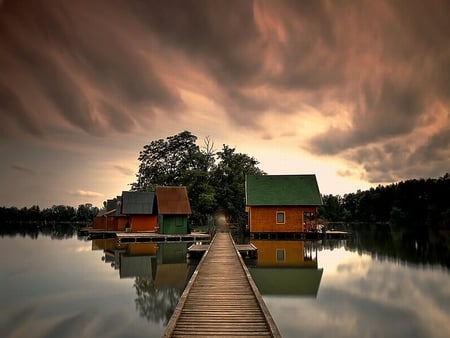 Huts-in-Lake - huts, picture, cool, in-lake