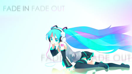 Hatsune Miku - vocaloid, anime, headphones, hatsune miku, vocaloid miku