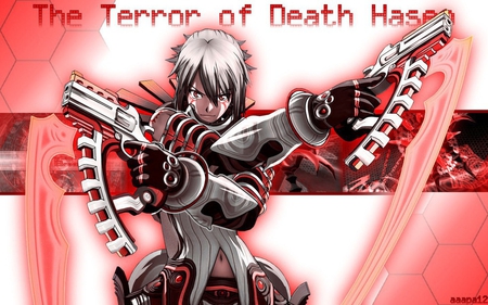 terror of death - anime, hack, guns, silver hair