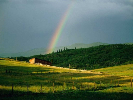 Rainbow - nature, rainbow, hills, mountain