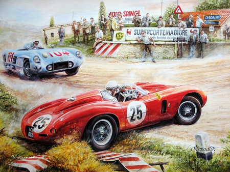 classic cars - race, cars, car, ferrari