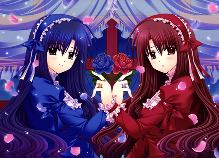 Princess - cute, anime, blue, red