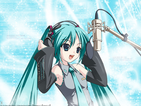 Hatsune Miku - singing, cute, hatsune miku, volcaloids