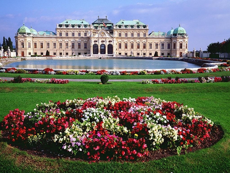 Schloss Belvedere - Vienna - architecture, vienna, flowers, castle