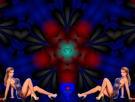 Dreams of the Blue Heart - eye candy, collage, 3d, fractal, abstract