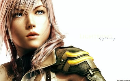 Lightning - blue eyes, light, video game, pink hair, fantasy