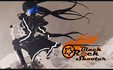 Rocking the Black Star - anime girl, beautiful, hot, beauty, cool, long hair, badass, blade, black rock shooter, awesome, black hair, cute, weapon, brs, sexy