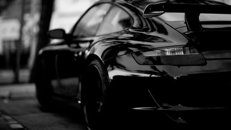 Black Porsche - black, dark, porsche, car