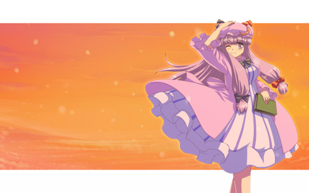 Patchouli Knowledge - hat, touhou, book, dress, girl, patchouli knowledge