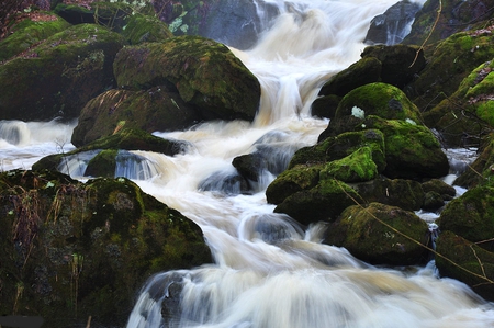 White veil - water, rivers, beautiful, landscape, white, nature, green, background, rocks