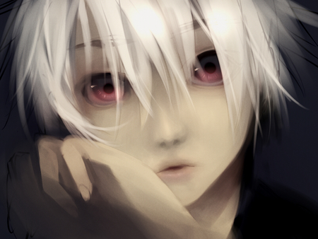 Pink eyes - manga, anime, white hair, red eyes