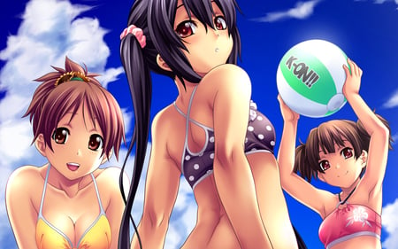 K-on at the beach - k-on, anime, female, beach, swimsuits