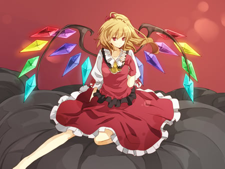 Flandre Scarlet - touhou, flandre scarlet, blonde hair, girl, short hair, dress