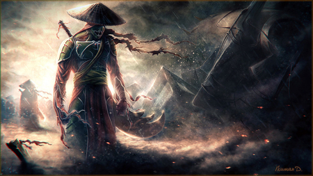 warrior_of_eclipse - hat, fantasy, anime, warrior, sword, night, hero, dark